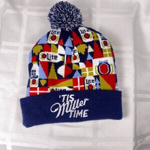 Miller Lite Beer Beanie Unisex Tis Miller Time Winter Hat Pom Pom